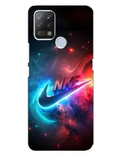 Чехол для TECNO Pova с картинкой «Огненный логотип Nike»