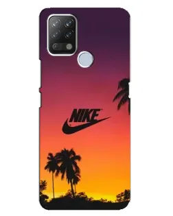 Чехол для TECNO Pova с картинкой «Nike на закате солнца»