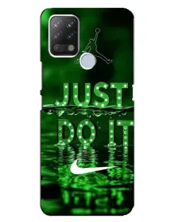 Чехол для TECNO Pova с картинкой «Зеленый неоновый Nike»
