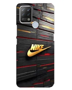 Чехол для TECNO Pova с картинкой «Золотой Nike на металле»