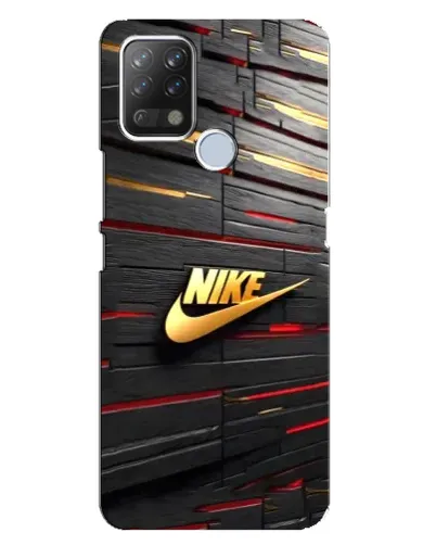 Чехол для TECNO Pova с картинкой «Золотой Nike на металле»