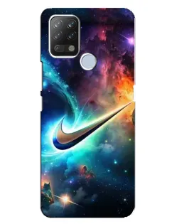 Чехол для TECNO Pova с картинкой «Космический Nike Swoosh»
