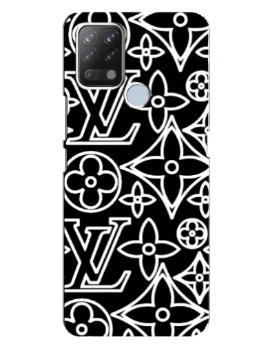Чехол для TECNO Pova с картинкой «Черно-белый узор LV»