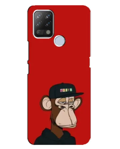 Чехол для TECNO Pova с картинкой «Bored Ape — красный фон»