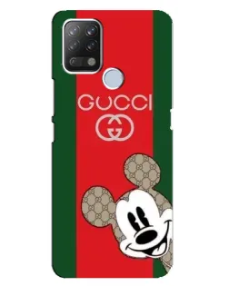 Чехол для TECNO Pova с картинкой «Gucci — полосы и Микки»