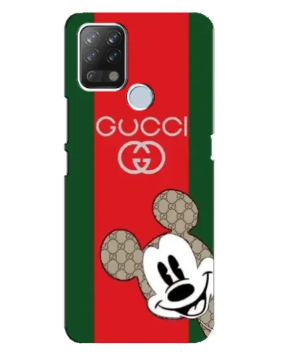 Чехол для TECNO Pova с картинкой «Gucci — полосы и Микки»