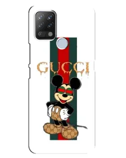 Чехол для TECNO Pova с картинкой «Микки Маус Gucci — полосы»