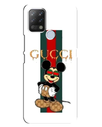 Чехол для TECNO Pova с картинкой «Микки Маус Gucci — полосы»