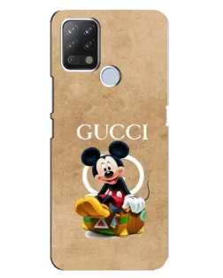 Чехол для TECNO Pova с картинкой «Микки Маус Gucci — крафт»