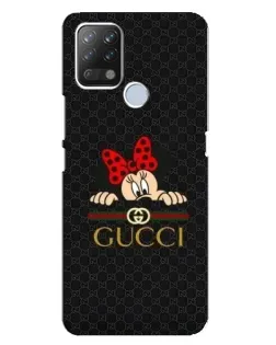 Чехол для TECNO Pova с картинкой «Минни Маус Gucci — черный»