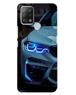 Чехол для TECNO Pova с картинкой «Взгляд BMW с синими фарами»