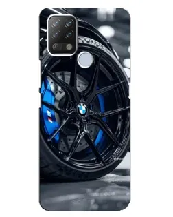 Чехол для TECNO Pova с картинкой «Колесо BMW вблизи»