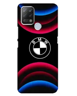 Чехол для TECNO Pova с картинкой «Логотип BMW и неоновые дуги»