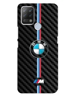 Чехол для TECNO Pova с картинкой «Эмблема BMW и карбон»