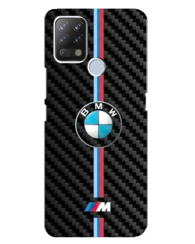 Чехол для TECNO Pova с картинкой «Эмблема BMW и карбон»