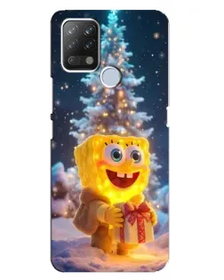 Чехол для TECNO Pova с картинкой «Рождественский Спанч Боб»