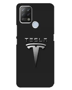Чехол для TECNO Pova с картинкой «Стальной логотип Tesla»