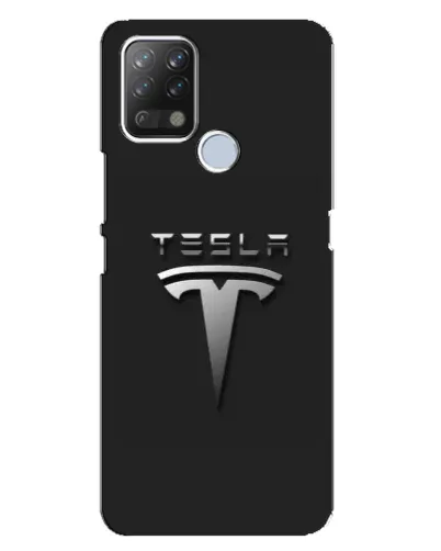 Чехол для TECNO Pova с картинкой «Стальной логотип Tesla»