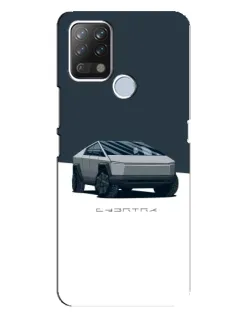Чехол для TECNO Pova с картинкой «Серебристый Cybertruck Tesla»