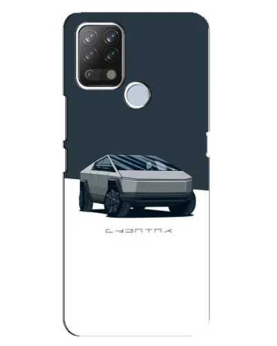 Чехол для TECNO Pova с картинкой «Серебристый Cybertruck Tesla»
