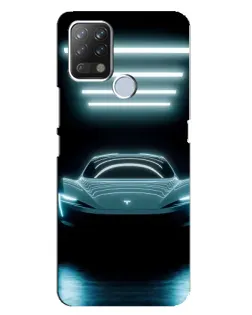 Чехол для TECNO Pova с картинкой «Tesla в неоне»