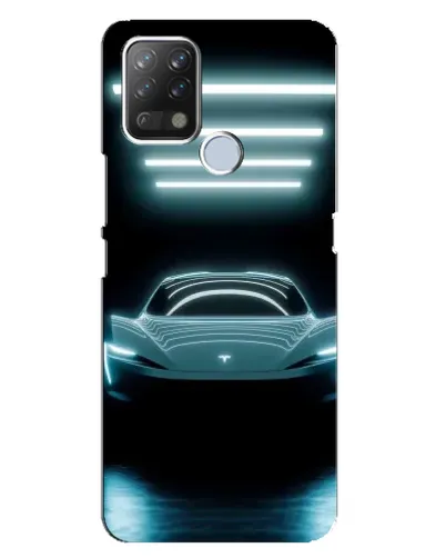 Чехол для TECNO Pova с картинкой «Tesla в неоне»