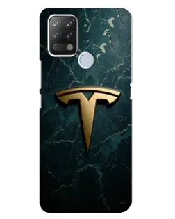 Чехол для TECNO Pova с картинкой «Мраморная Tesla Gold»
