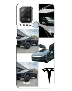 Чехол для TECNO Pova с картинкой «Коллаж Cybertruck Tesla»