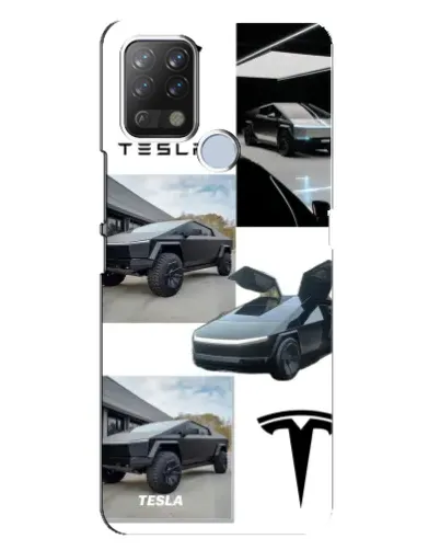 Чехол для TECNO Pova с картинкой «Коллаж Cybertruck Tesla»