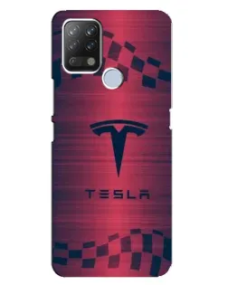 Чехол для TECNO Pova с картинкой «Тесла красный карбон»
