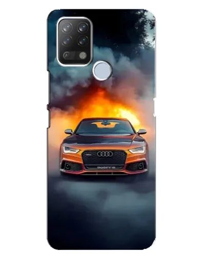 Чехол для TECNO Pova с картинкой «Audi в огненном дыму»