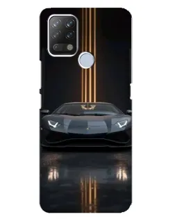Чехол для TECNO Pova с картинкой «Lamborghini золотые линии»