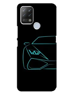 Чехол для TECNO Pova с картинкой «Голубой силуэт Lamborghini»