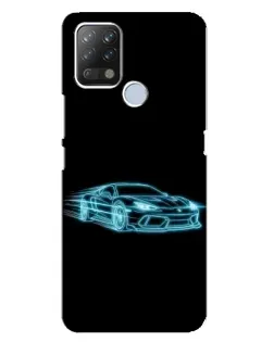 Чехол для TECNO Pova с картинкой «Неоновый контур Lamborghini»