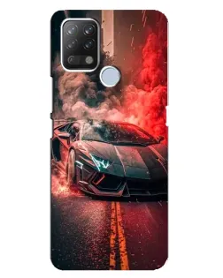 Чехол для TECNO Pova с картинкой «Lamborghini красный дым»