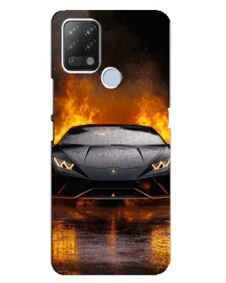 Чехол для TECNO Pova с картинкой «Lamborghini в огне»
