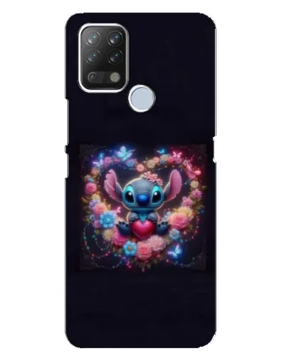 Чехол для TECNO Pova с картинкой «Stitch в цветах»