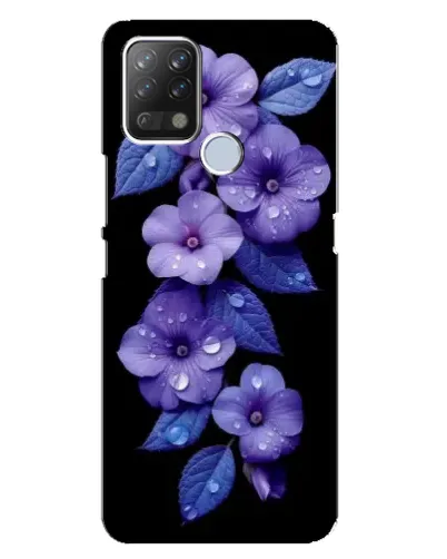 Чехол для TECNO Pova с картинкой «Фиолетовые цветы с росою»