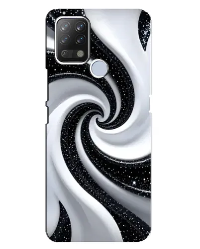 Чехол для TECNO Pova с картинкой «Черно-белая спираль»