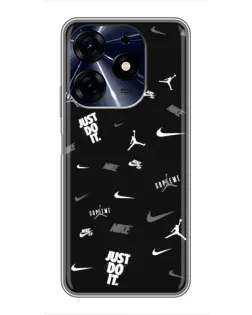 Чехол для TECNO Spark 10 Pro с картинкой «Nike Black Pattern»