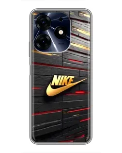 Чехол для TECNO Spark 10 Pro с картинкой «Золотой Nike на металле»