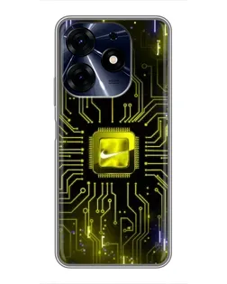 Чехол для TECNO Spark 10 Pro с картинкой «Nike — золотая искра»