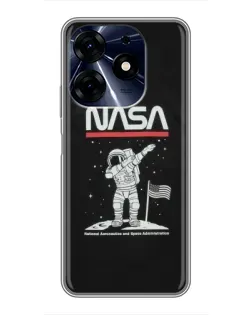 Чехол для TECNO Spark 10 Pro с картинкой «NASA — шагаем по Луне»