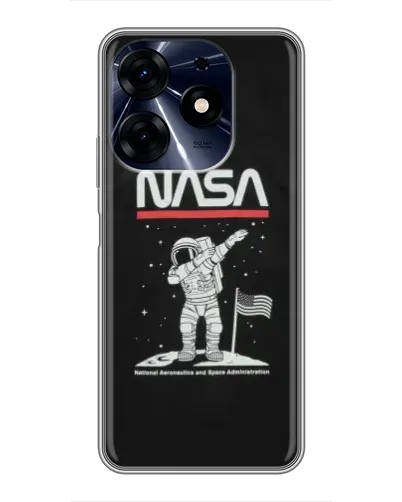 Чехол для TECNO Spark 10 Pro с картинкой «NASA — шагаем по Луне»