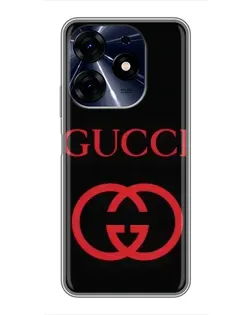 Чехол для TECNO Spark 10 Pro с картинкой «Gucci — красный логотип»