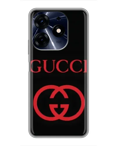 Чехол для TECNO Spark 10 Pro с картинкой «Gucci — красный логотип»