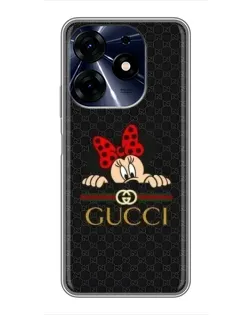 Чехол для TECNO Spark 10 Pro с картинкой «Минни Маус Gucci — черный»