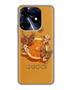 Чохол для TECNO Spark 10 Pro з картинкою «Gucci — золоті метелики»