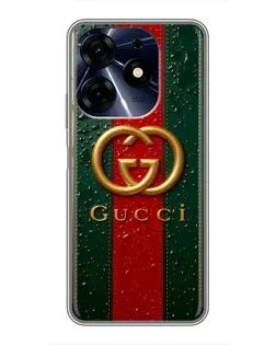 Чохол для TECNO Spark 10 Pro з картинкою «Gucci — фірмова смуга та золото»