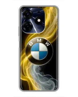 Чехол для TECNO Spark 10 Pro с картинкой «Золотистый дым BMW»